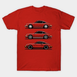 My drawing of the first three generations of the classic sports coupe from Stuttgart suffenhausen T-Shirt